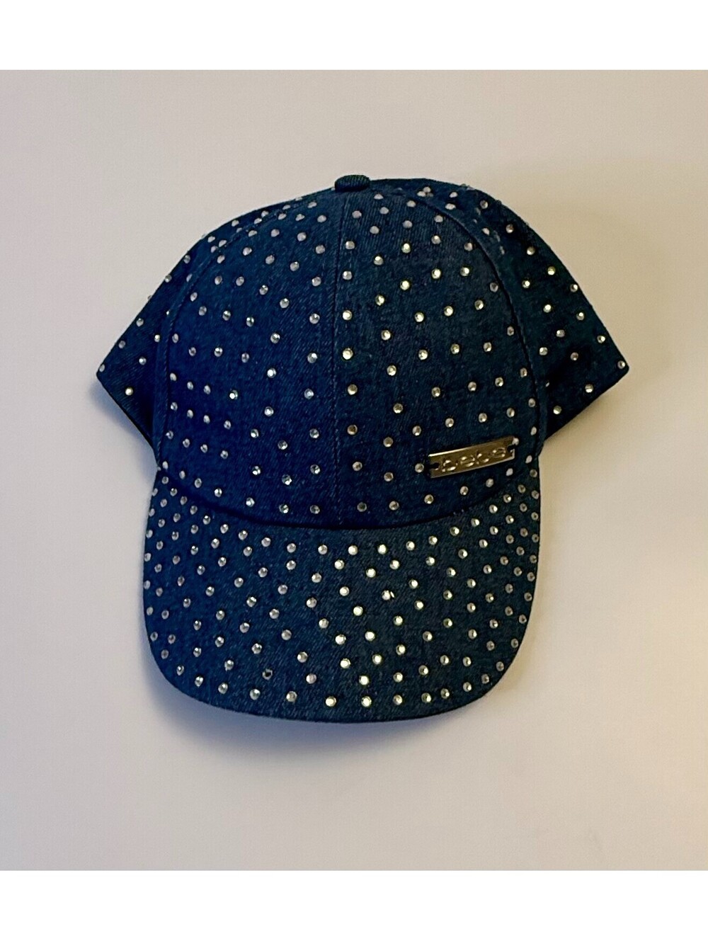 BEBE Rhinestone Bling Blue Denim Women's Adjustable Hat Beach .